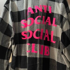 Anti Social Social Club Black/White/Pink Flannel Plaid Jacket XL